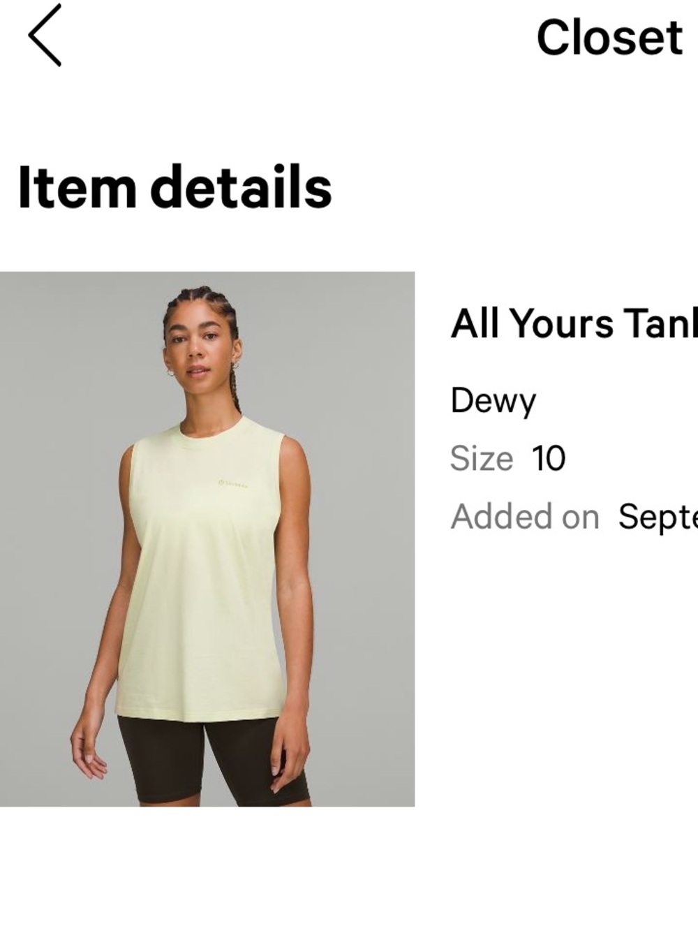 Lululemon All Yours Tank Tap Graphic Dewy Green Sizs 10